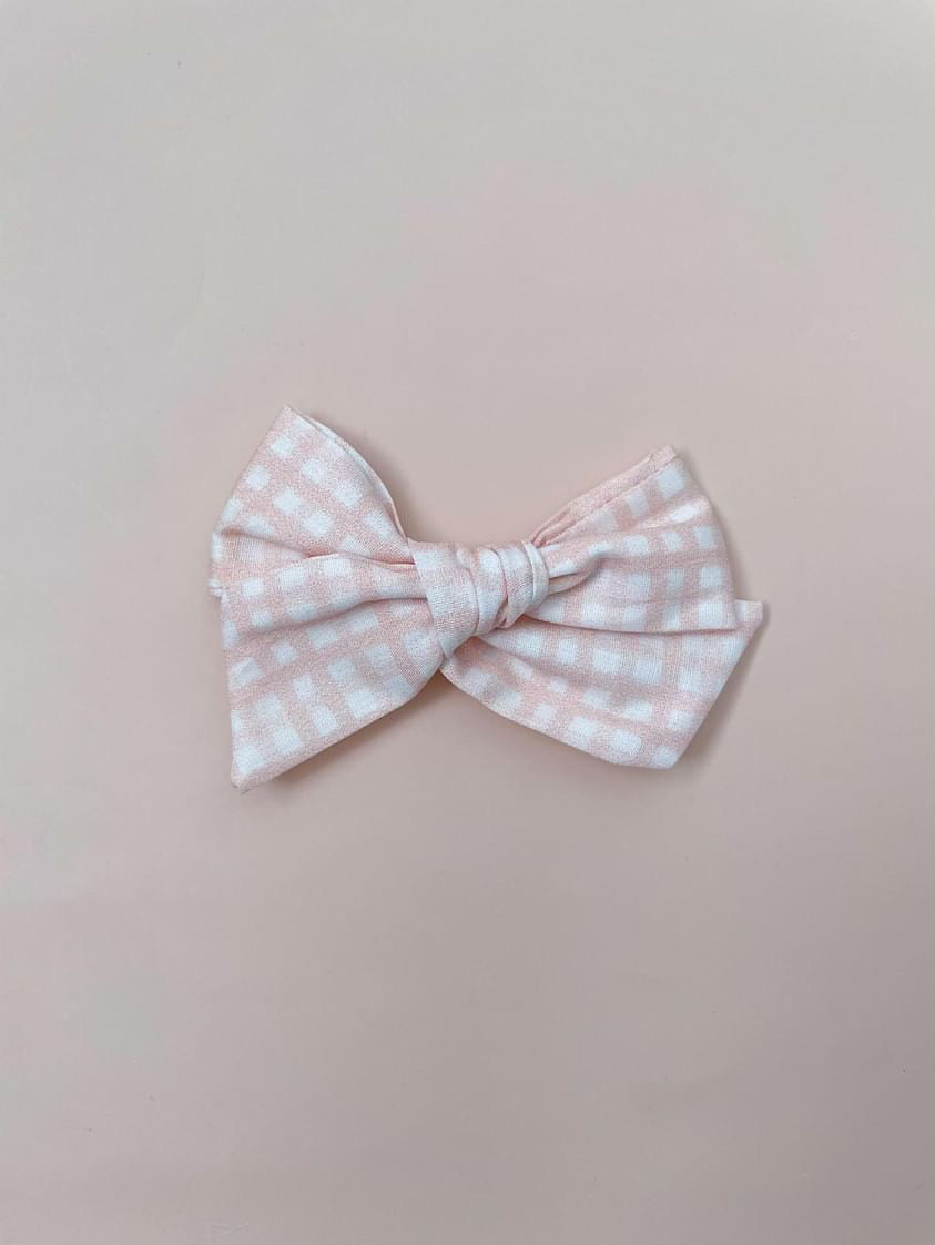 Pink Gingham Pinwheel Bow Headband