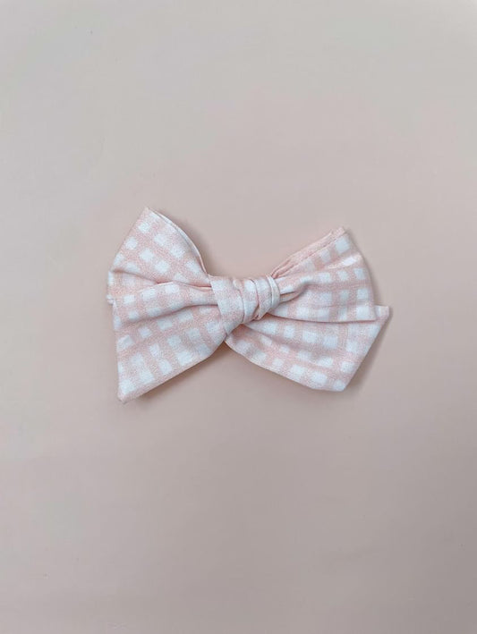 Pink Gingham Pinwheel Bow Headband