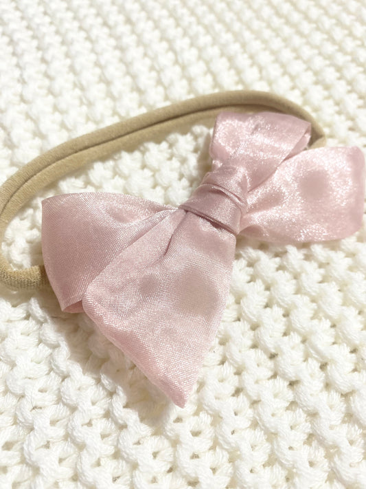 Pink Shimmer Pinwheel Bow Headband