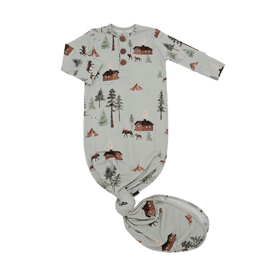 Regular Bamboo Sleep Gown - Moose on Green