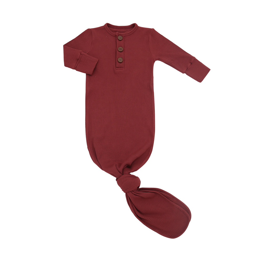 Ribbed Bamboo Sleep Gown - Burgundy